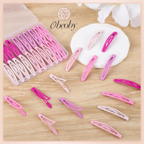 obeoby 40 Pcs Metal Snap Hair Clips, 2.36 Inch Hair Barrettes Easter Gifts Accessories for Women Girls, Pink Gifts Easter Basket Stuffers - color: Pink colors