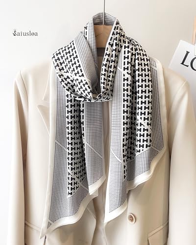 Purse Scarf For Handbags Head Scarves For Women's Hair Bags Scarfs Long Skinny Scarves Fashion Silky - color: A18-monochrome