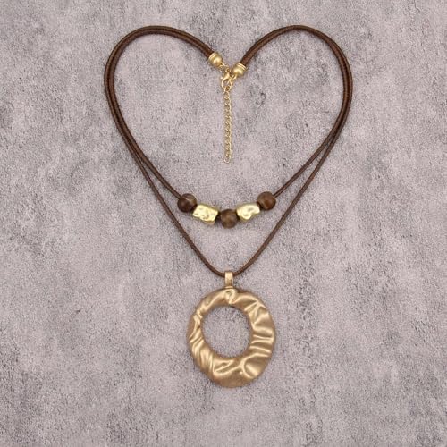 GelConnie Boho Necklaces for Women Cowgirl Necklace Stone Leather Cord Pendant Necklaces With Beads Long vintage Layered Choker Necklace - style: Boho Vintage Necklace