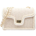 Women Shoulder Bag, Flap Crossbody Bag for Girls Stylish Evening Purse with Pearls Decor - size: Large