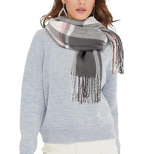 Loritta Womens Scarf Fashion Long Plaid Shawls Wraps Big Grid Winter Warm Lattice Large Scarves Gifts - color: S-light Gray Beige Lattice