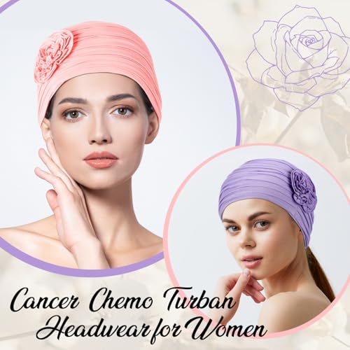 JenPen 4 Pcs Cotton Chemo Headwear for Women Turban Soft Cancer Head Scarf Hats Beanie Elastic Hair Wraps - color: Fresh Colors