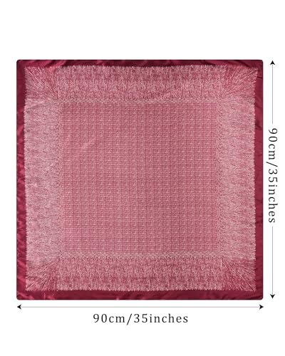 Molans 35" Silk Satin Square Head scarves - 4Pcs Large Scarfs Hair Bandana Head Kerchief Neck Scarf Sleeping Wraps for Women - color: Red, Camel, Black, Navy Blue