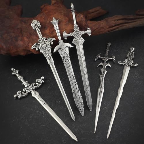 6PCS Gothic Sword Hair Pins for Women, Metal Hair Sticks Set, Fantasy Decorative Hair Pins for Bun Updo, Medieval Renaissance Hair Accessories, Hair Sticks for Long Thick Hair - color: Design-11