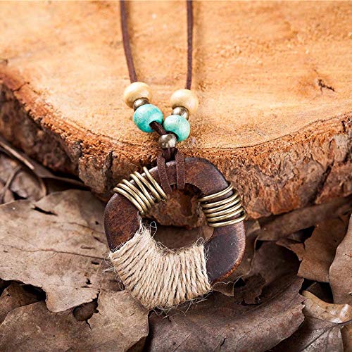 Brown Wooden Choker Chunky Pendant Necklaces for women - color: ET-SUBY-O4I6