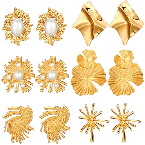 Glenmal Gold Statement Earrings for Women Large Gold Geometric Earrings Woven Twisted Leaf Earring Jewelry Gift - style: Lovely Style