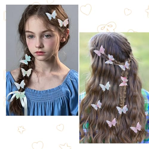 18Pcs Rhinestone Butterfly Hair Clips for Teens Women, Y2K Glitter Hair Jaw Clips, Cute Headwear Gifts for Wedding and Back to School Light Color - color: Light Style