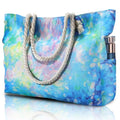 Clothirily Beach Bag for Women - Large Beach Tote Bag, Waterproof Sandproof Beach Bag with Zipper, Large Swim Pool Beach Tote - color: Tie Dye Blue
