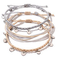 FANCY SHINY String Ankle Bracelets Waterproof Rope Anklets Braided Beach Boho Coin Anklets Cute Friendship Foot Jewelry for Women - style: Ivory/Gray