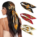 3 Pcs Satin Head Scarves for Women - 35" Satin Hair Scarves Large Square Silk Like Scarves & Bandanas - color: Black,beige,red