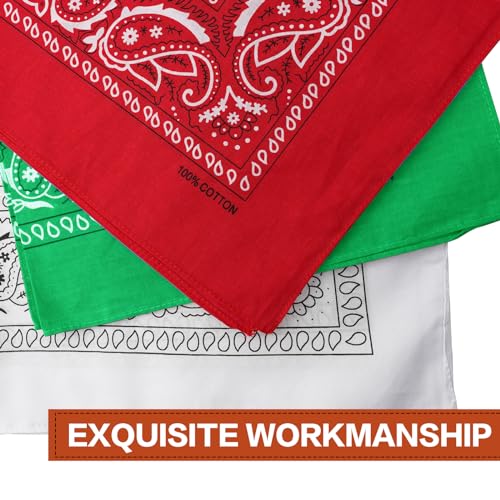 Raylarnia Bandana Multi-Purpose 100% Cotton Headbands for Women, 22 inch Paisley Cowboy Bandanas for Men - color: White