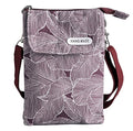 Roomy Cell Phone Purse Wallet Canvas Small Crossbody Purse Bags with Shoulder Strap For Women teen girlsl | Roomy - color: A-wine Red/Purple Leaves