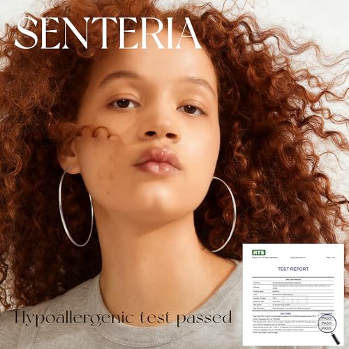 Senteria 925 Sterling Silver Hoop Earrings for Women Hypoallergenic Endless Silver Thin Hoop Earrings for women Lightweight Large Big Endless Thin Hoops Earring 30/40/50/60/70mm - color: 70mm Silver