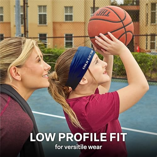 COLD FACTOR Cooling Headband for Women and Men – UPF 50+ Advanced Evaporative Comfort, Instant Cooling Sweatband for Outdoor Sports, Fitness, Yoga, Hiking, Running, and Workout - color: Navy Blue