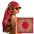 Large Square Head Scarf Bandana - 35" Satin Hair Scarf for Women Like Silk Scarf Fashion Hair Wrapping - color: Paisley(red), size: 35IN*35IN