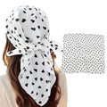Bandanas for Women Men 21"x21" Floral Headband Scarf Versatile Hair Bandana Square Head Scarf - color: White Heart