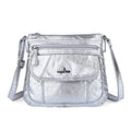 Angelkiss Small Womens Crossbody Bag Leather Shoulder Purse for Women Hobo Bag with Adjustable Shoulder Strap - color: Silver