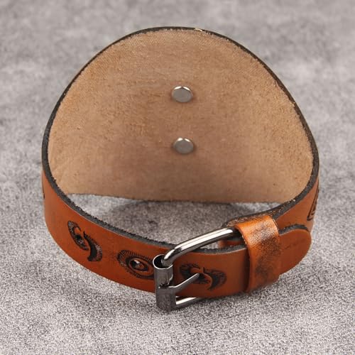 GelConnie Punk Leather Cuff Bracelet Adjustable Straps Wrap Bracelets Arm Armor Cuff Gothic Leather Wristbands for Men, Women - color: MLPB107-Brown