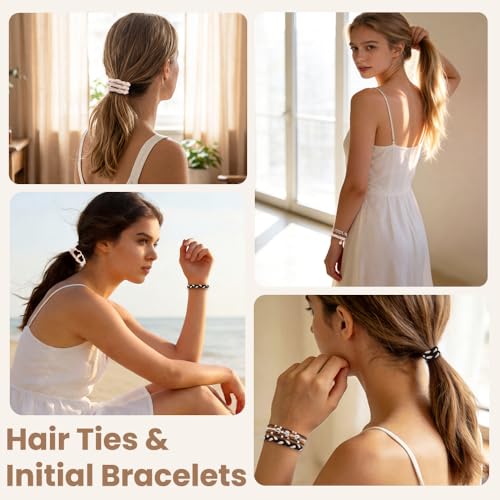 DIYDEC 12pcs Hair Ties Bracelet for Women Boho Braided Hair Ties No Damage Elastic Hair Bracelet Band for Girls Soft Thick Thin Long Curly Hair Accessories(Blackwhite) - color: BlackWhite1