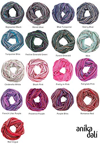 Anika Dali (15 Colors) Shimmer Sparkle Infinity Scarf, Women's Festival Bliss Lightweight Fashion Shawl - color: Festive Emerald Green