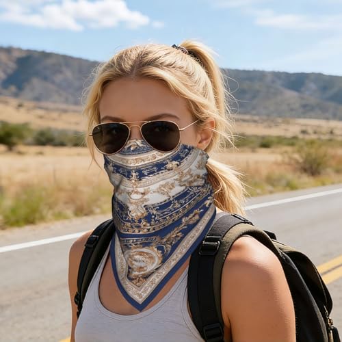 Head Scarf Hair Neck Scarves for Women Fashion Silk Satin Purse Bag Scarfs Handbags Bandana Neckerchief - color: Navy Blue Beige Gold Baroque