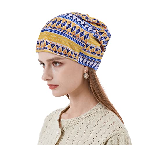 KAKU NANU Women Turban Chemo Beanies Pre Tied Caps Baggy Slouchy Headwear Sleep Scarf - color: Bohemian