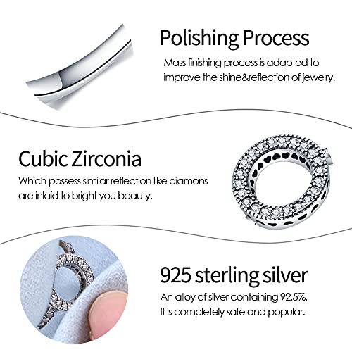 KUNSIR 925 Sterling Silver Rings Classic Cubic Zirconia Eternity Promise Statement Anniversary Wedding Bands Engagement Rings for Women Infinity Forever Love Ring Size 7-9 - style: With round Ring