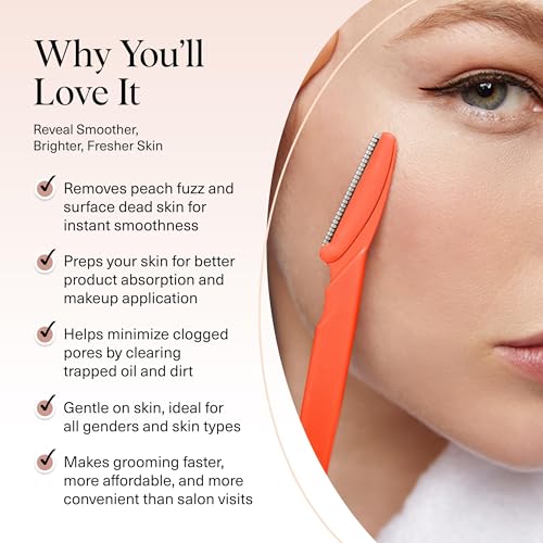 Kitsch Dermaplane Razor for Women Face – Face Razors for Women & Men, Eye Brow Razors & Face Shaver – Exfoliating Facial Razor & Dermaplaner as Skin Care Tool for Smoother Skin - Coral, 12 pcs - color: Coral, size: 12 Count (Pack of 1)