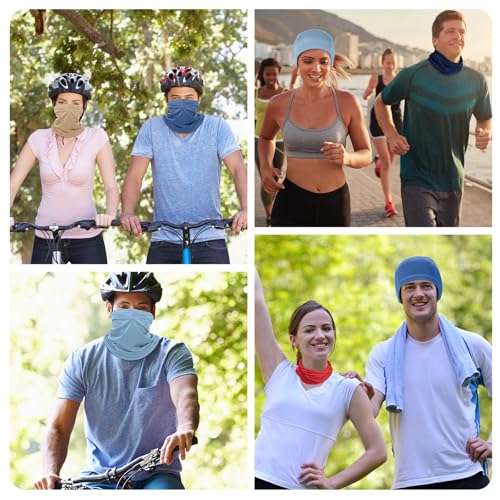 Geyoga 6 Pieces Summer UV Protection Cooling Neck Gaiter Face Clothing Neck Gaiter Mask Scarf Sunscreen Breathable Bandana - color: Neutral Colors