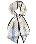Hioyiwse Head Scarf Hair Neck Scarves For Women Purse Bag Scarfs For Handbags Silky Long Thin Satin Headscarf Fashion - color: B18-blue Lines Diamond Check
