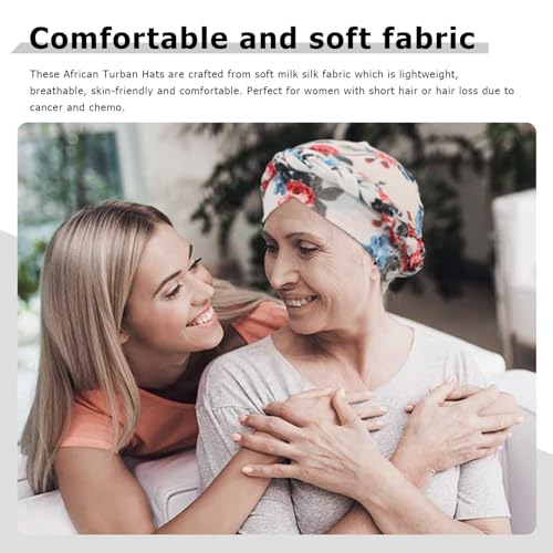 African Women Turban Caps Pre-Tied Twisted Turbans Head Scarf for Women Hair Wraps Cover Beanie Cancer Chemo Headwear - color: 1 Pack Twisted Braid A: Floral E
