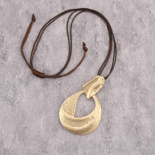 JAOYU Bohemian Necklaces for Women Leather Necklace Wood Pendant Choker Long Brown Necklace Chunky Circle Boho Hippie Jewelry - style: Boho Necklace Women