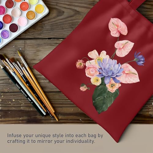 1 Pack Available Premium Canvas Reusable Tote Gift Bags,Made of Natural Canvas with Handle,Work,DIY,Shopping(Red) - color: C1-red 1 Pack