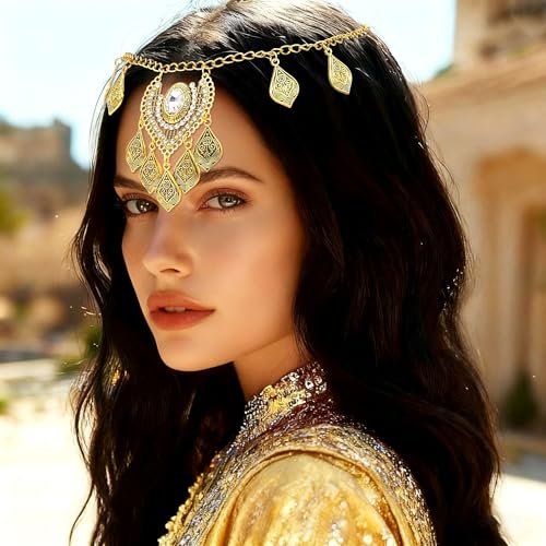 JeVenis Egyptian Costume Accessories Gold Hair Chain Egyptian Headpiece Coin Headband Costume Hair Chains for Women Boho Headpiece Prom Accessories Costume Cosplay for Halloween Christmas