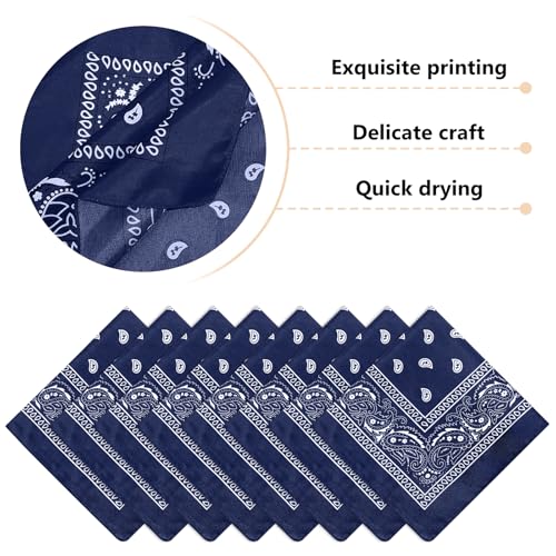 Morcheiong 8/16 Pcs Bandanas Paisley Bandana Head Scarf Headband Handkerchiefs for Men Women Boy Girls - color: Navy Blue