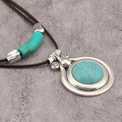 Chunky Necklace for Women Boho Pendant Necklace Statement Western Choker Necklaces for Women Vintage Bohemian Jewelry - style: Bohemian Choker Necklaces