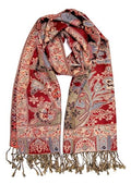 Achillea Elegant Paisley Floral Pashmina Shawl and Wrap – Boho Rave Scarf for Festival, Travel & Everyday Wear - color: Red Black