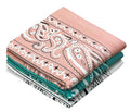 Classic Paisley Bandanas - 3 Pack Gift Set, 100% Cotton, 22x22 Inches - color: White Pink Teal