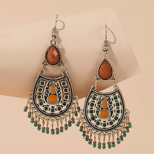 Boho Earrings for Women Trendy Gold Dangle Earrings Vintage Bohemian Indian Country Jewelry Gifts Boho Dress Chic Clothing - color: A2:boho earrings