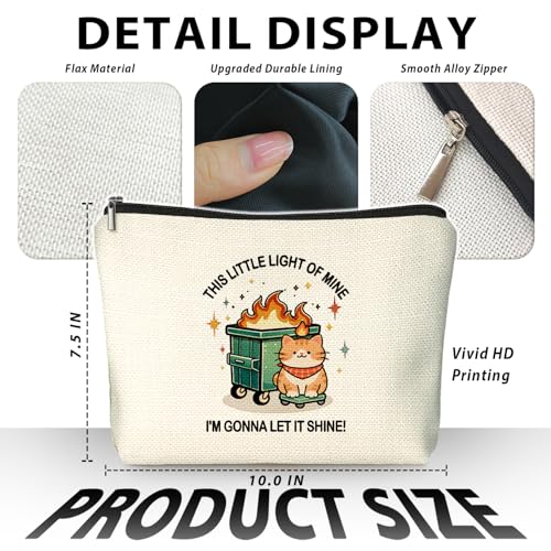 Funny Dumpster Orange Tabby Cat Dumpster Fire Gifts Makeup Bag, Funny Dumpster Bag,Dumpster Fire Cosmetic Bags for Women, Inspirational Positive Encouragement Gift for Women Zipper Pouch - color: 01-dumpster fire(02)-Cat
