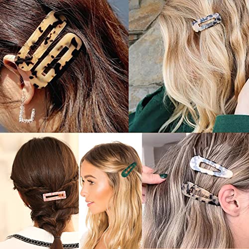 Parcce 12 Pieces Acrylic Resin Marble Hair Clips Set, Decorative Pearls Hair Barrettes Sweet Decorative Bobby Pins Hairpin Headwear Hair Accessories Headwear for Women and Girls…