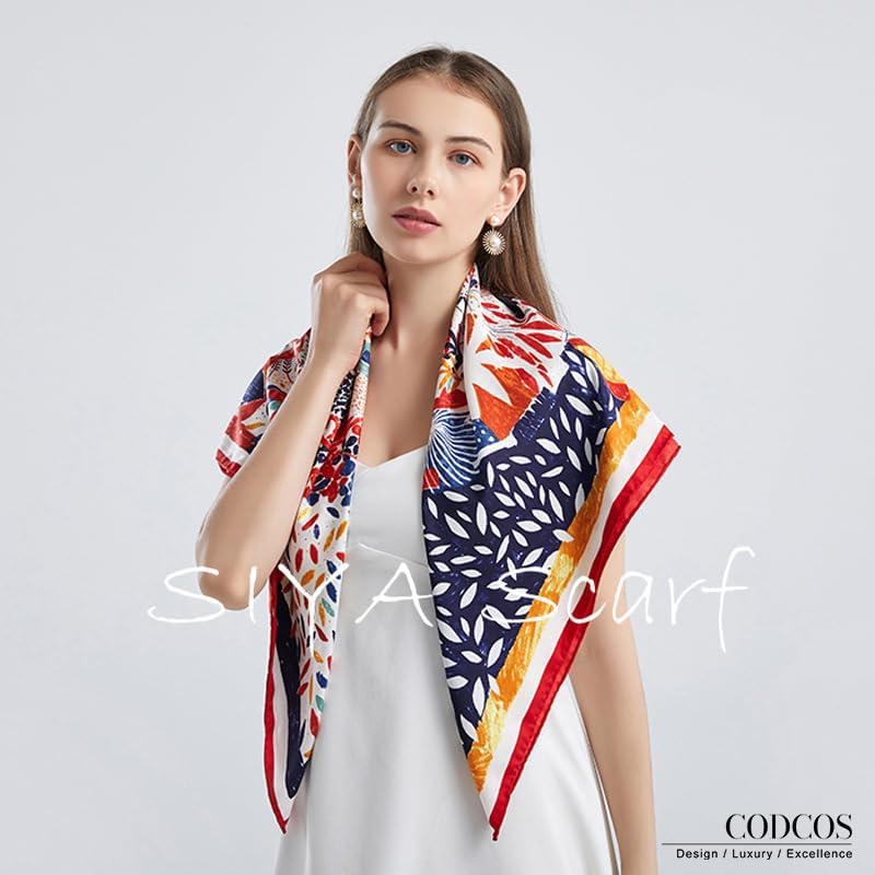 Women's Square Silk Like Head Scarf Large 35 inch Silk Feeling Hair Wrapping Satin Scarves for Sleeping Bandanas - color: A008-1 Twill Red
