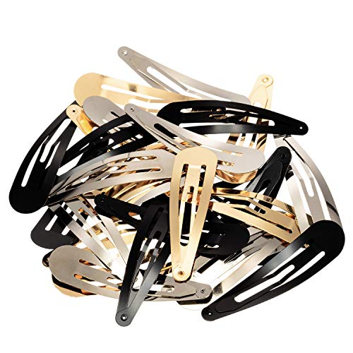 WILLBOND 30 Pieces 3.1 Inch Large Metal Snap Hair Clips Nonslip Barrettes Women Hair Accessories(Gold, Silver, Black) - color: Gold, Silver, Black, style: Minimalist