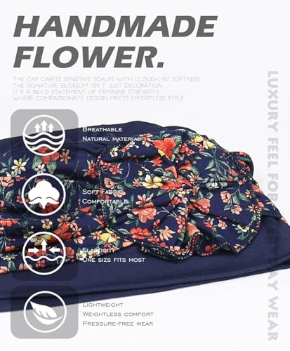 Chemo Headwear for Women Cancer Patients Lightweight Head Coverings for Hair Loss Seasonal - color: Navy Blue