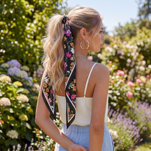 RIIQIICHY Hair Scarf for Women Like Silk Scarves Headband Neck Scarfs Twilly Purse Accessories - color: C011