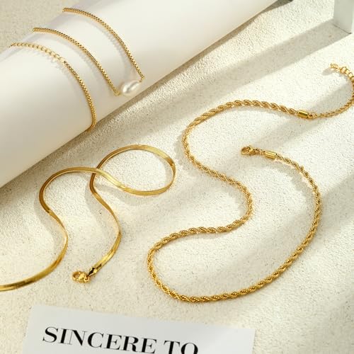 BERISO 14K Gold Plated Layered Necklace for Women, 3 Layer Dainty Gold Necklace with Minimalist Pendant, Elegant Everyday Gold Jewelry Gift - style: layered necklace-D