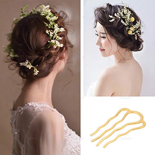 AUEAR, 20 Pack Metal Gold Hair Combs Pins 4 Teeth Accessories for Women Girl Decorative