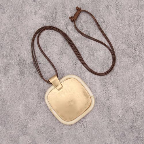 Leather Necklace for Women Long Boho Necklace Bohemian Choker Vintage Necklace Braided Boho Jewelry with Adjustable Brown Leather Cord - color: Ethnic Boho Necklace
