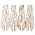 QIUTIMIY 4 Pack Purse Scarf Handbags Skinny Twill Hair Scarves Narrow Neck Scarf Band Women Fashion Accessories Bag Charms - color: Style 2