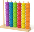 Color Matching Stacking Puzzle Game, Wooden Color Match Challenge Game Fast Color Stack Challenge Ring Stack Puzzle with Racks and Rings, Tabletop Brain Teaser for Family Friend Friendly Fun